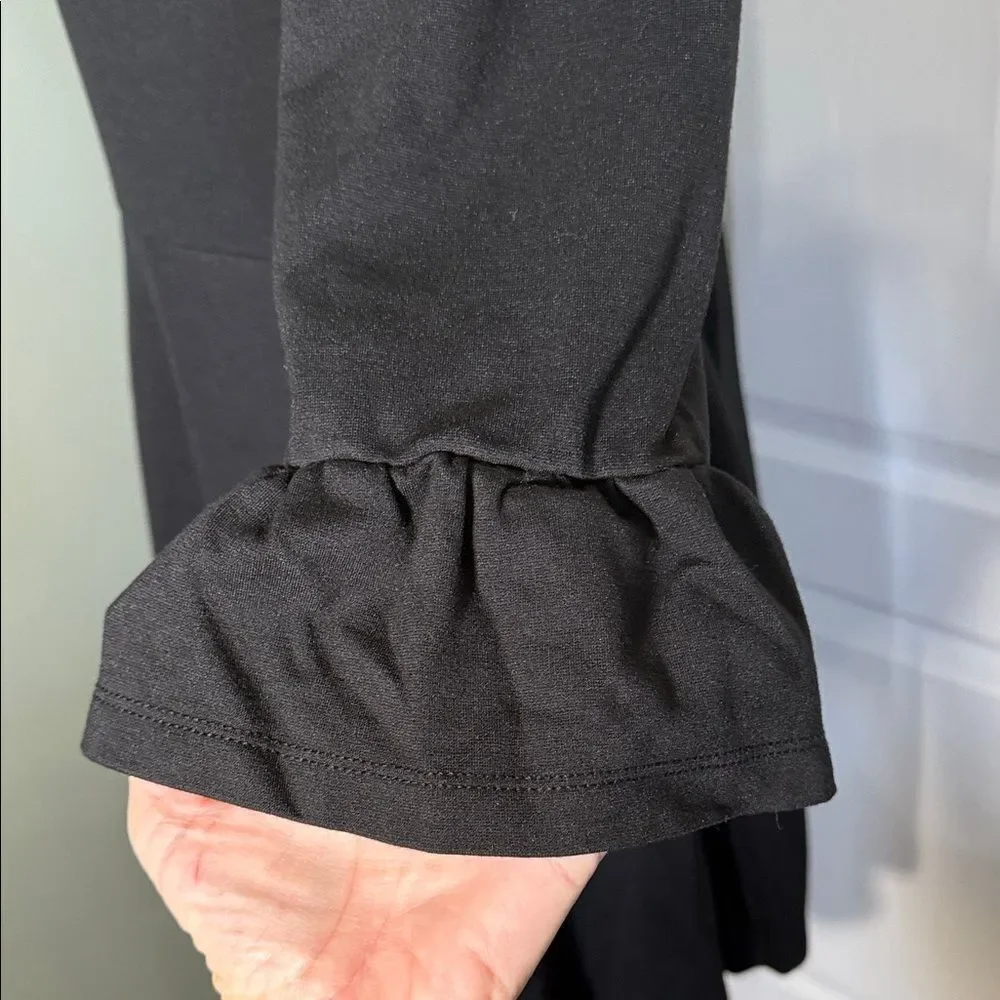 Kate Spade Broome Street Black Fit & Flare Dress Ruffle Cuff Size M